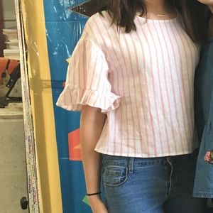 White and pink blouse